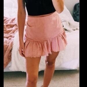 April Kiss Francesca Medium Women's Pink Ruffle Mini Skirt 100% Cotton